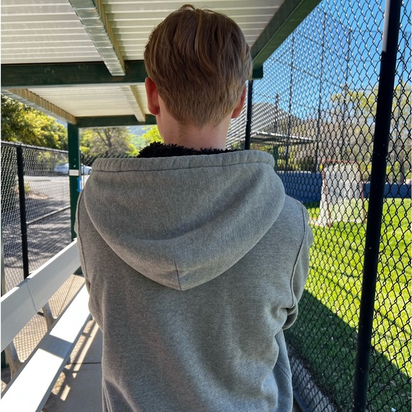 NEW ABERCROMBIE WOLF JAW FAUX FUR JACKET WINTER MEN GREY WARM SHERPA SWEATSHIRT - Picture 8 of 14